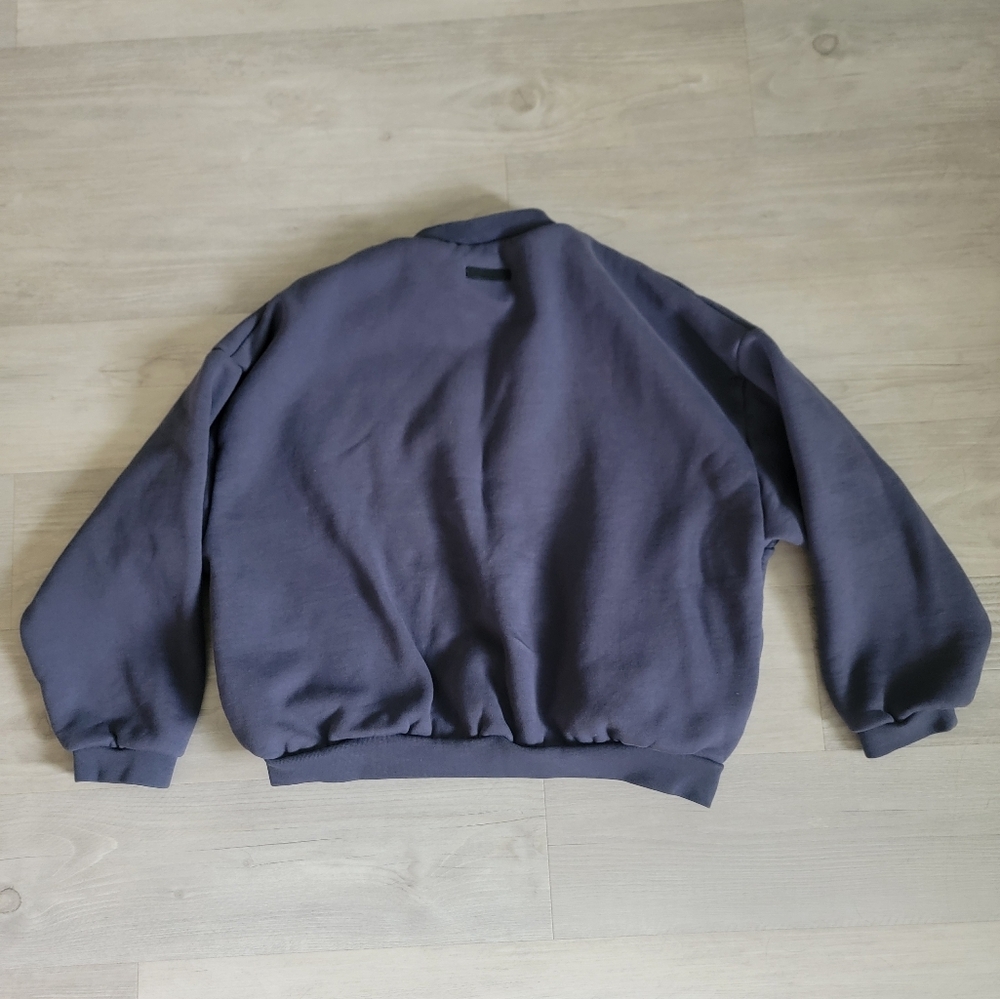 Fear of God Essentials Blue Crewneck Sweater with Ribbed Cuffs - Picture 7 of 13